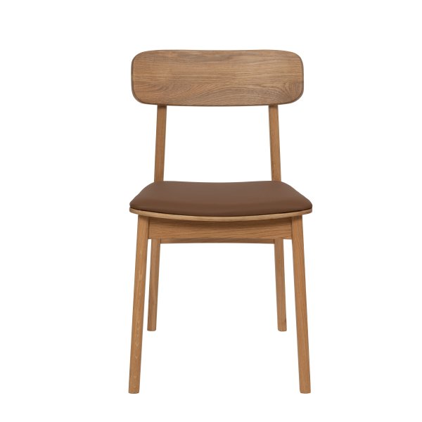 Spisestol Oljet eik med brunt PU-sete - Kleppen Spisestol Oljet eik med brunt PU-sete - Kleppen