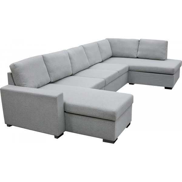 U-formet sofa med oppbevaring 367 cm grå U-formet sofa med oppbevaring 367 cm grå