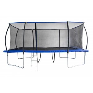 Rektangul�r trampoline med sikkerhetsnett - Bl� utend�rs lek