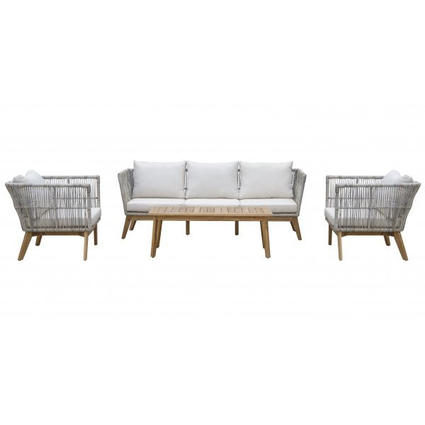 Inez loungegruppe - Grå syntetisk rotting og akasietre Inez loungegruppe - Grå syntetisk rotting og akasietre