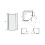 Dusjhjrne halvrundt TX - 5mm glass (utadgende enkeldr)