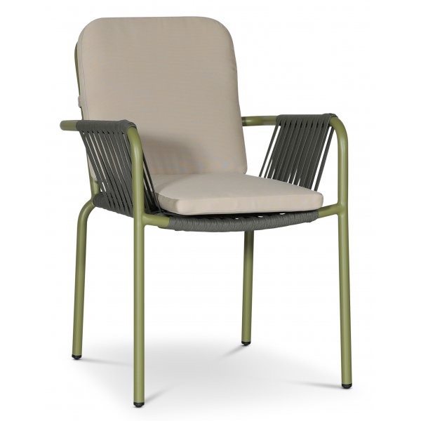 Lincoln stabelbar utestol - Grønn med beige pute Lincoln stabelbar utestol - Grønn med beige pute