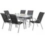 Spisegruppe Sevilla brod + 6 stoler - Slv/svart
