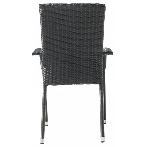 Majken stabelbar utestol med pute - Sort syntetisk rotting med grå sittepute Majken stabelbar utestol med pute - Sort syntetisk rotting med grå sittepute