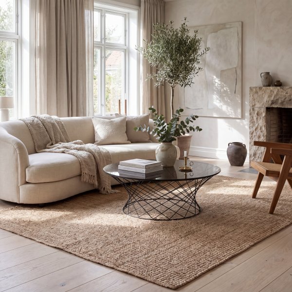 Salongbord Furuborg �100 cm - glass og svart st�l