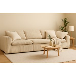 Kordfløyelssofa 320 cm Beige Kordfløyelssofa 320 cm Beige