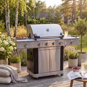 Gassgrill i rustfritt st�l med 5 brennere og IR-brennere - Dallas