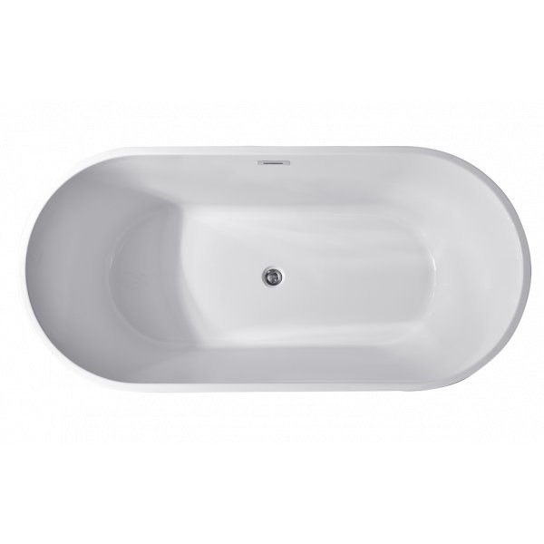 Frittst�ende badekar 140 � 75 cm - h�yglanset hvit akryl