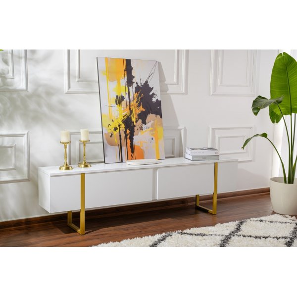 Serenity TV-stativ 180 cm - Hvit/gull