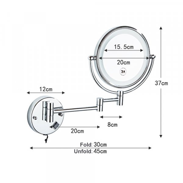 Sminkespeil med LED - Krom Sminkespeil med LED - Krom