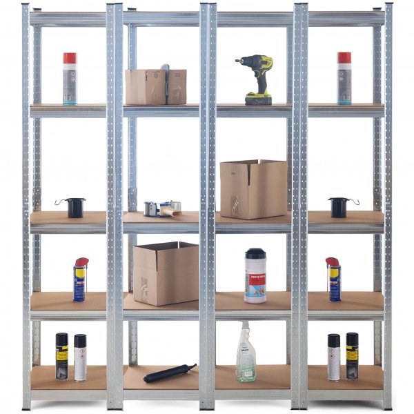 Fire oppbevaringshyller i galvanisert stål - 40x40x180 cm Fire oppbevaringshyller i galvanisert stål - 40x40x180 cm