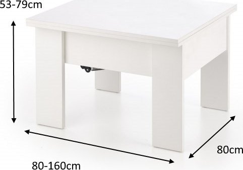 Serafin justerbart salongbord 80-160 x 80 cm - Hvit