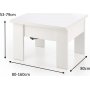 Serafin justerbart salongbord 80-160 x 80 cm - Hvit