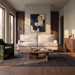 Watford Deluxe Sofa Howard - Beige Inari 22 Stoff, Bj�rk og Svarte Ben 208 cm