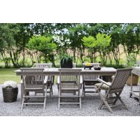 Spisegruppe Saltö grå teak: Bord 240 cm inkl. 6 stk. lenestoler i grå teak Spisegruppe Saltö grå teak: Bord 240 cm inkl. 6 stk. lenestoler i grå teak