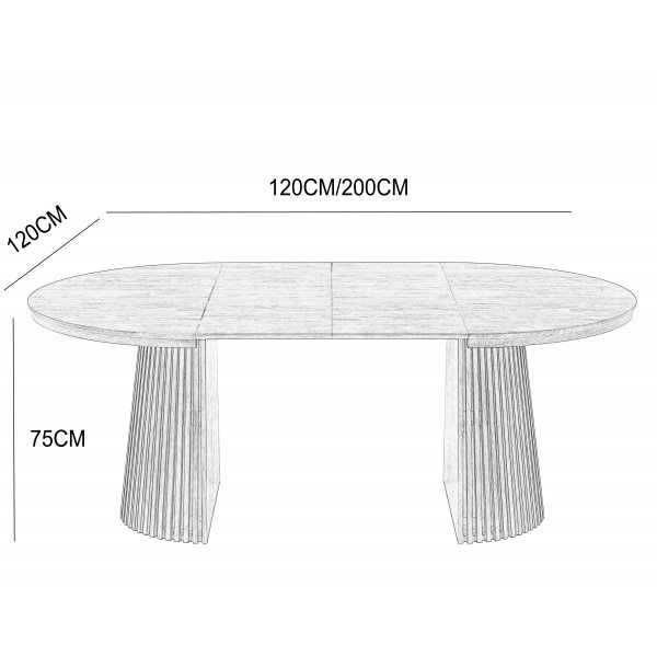 Crossby rundt spisebord uttrekkbart �120-200 cm - Valn�tt