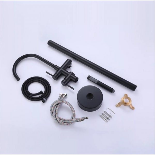 Frittstende badekarbatteri Sort