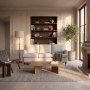 Buet 3-seters sofa Howard - Beige med brune ben og messinghjul, 225 cm