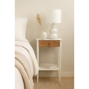 Flash nattbord - Hvit/oljet eik