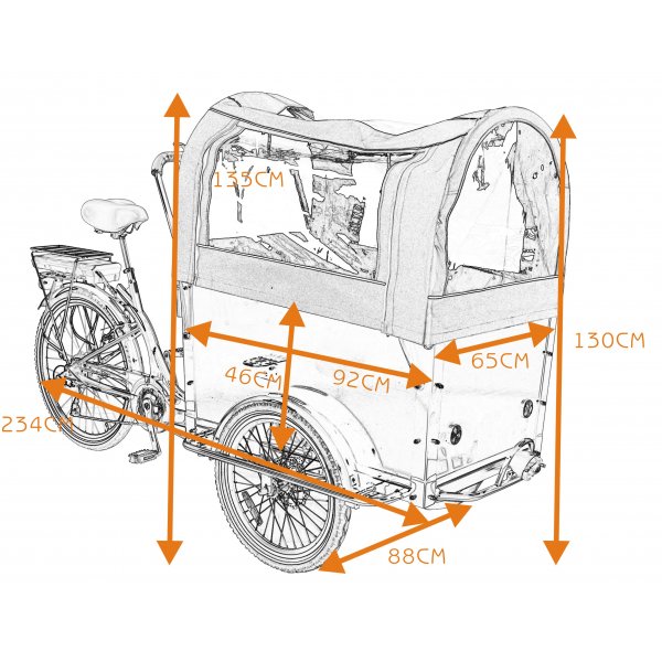 Lastesykkel med sort kasse - 250W + Reflekterende sele
