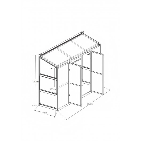 Veggdrivhus Atlas - 1,3 m� + Drivhusrengj�ring