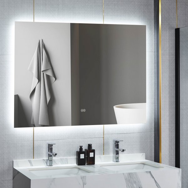 Baderomsspeil 120 x 100 cm med LED-belysning og antidugg