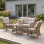 Utend�rs loungesett, 4 deler, syntetisk rotting, sofa, lenestoler, bord