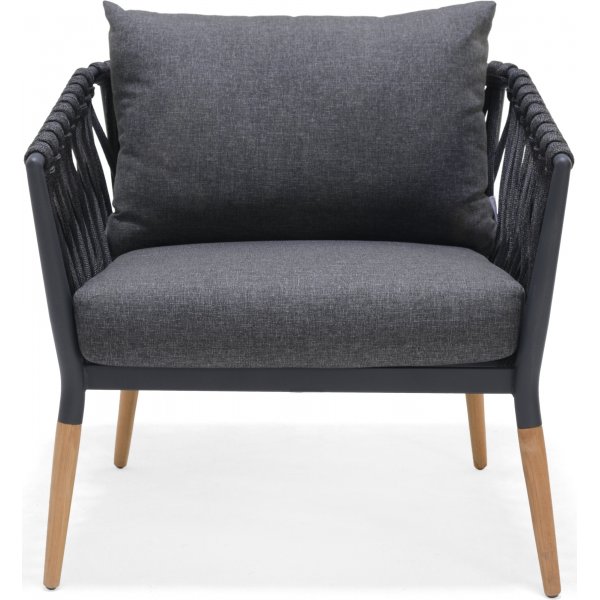 Livsstil Hage utegruppe Ipanema med sofa, 2 lenestoler og salongbord - Gr� / Teak / Olefin