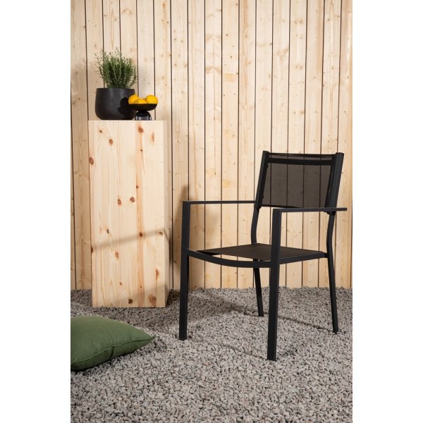 Chania stabelbar utendrs spisestuestol - Svart + Tekstilimpregnering for utembler
