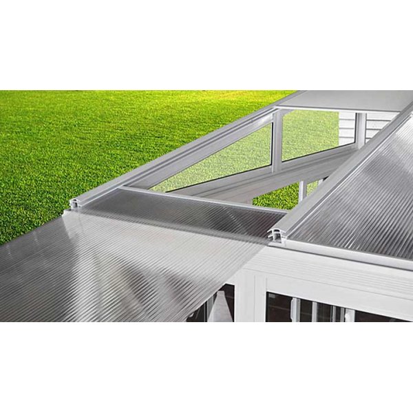Vinterhage mot vegg 14,2 m� hvit aluminiumsglass skyved�r