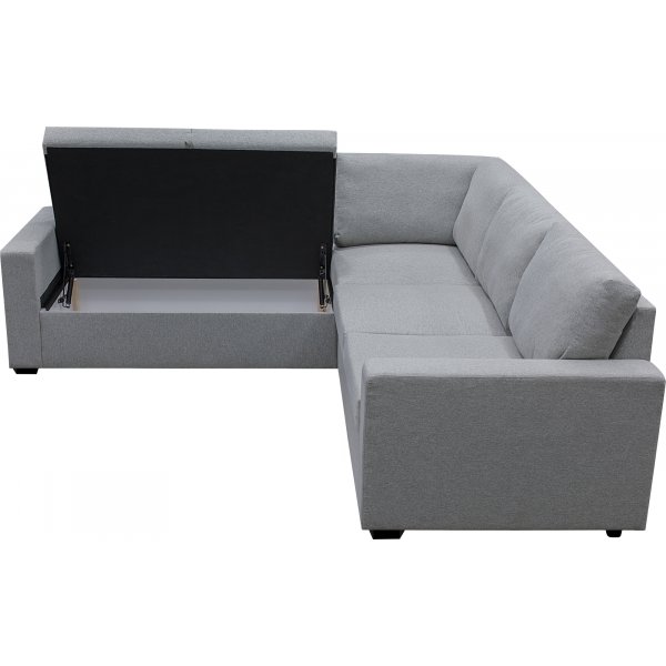 Hjørnesofa Belissa med sengefunksjon og oppbevaring - 235x235 cm - mørkegrå Hjørnesofa Belissa med sengefunksjon og oppbevaring - 235x235 cm - mørkegrå