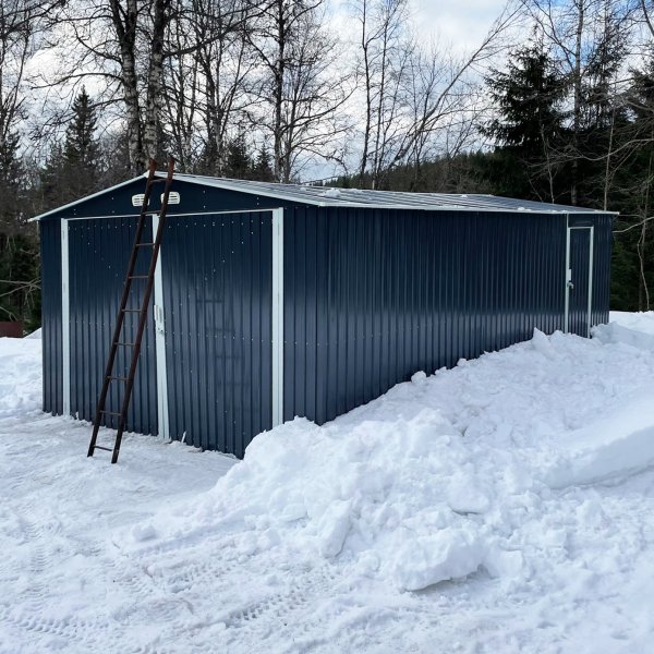 Garasje i metallplate 23 m - Dobbeldr | Komplett sett | Premium