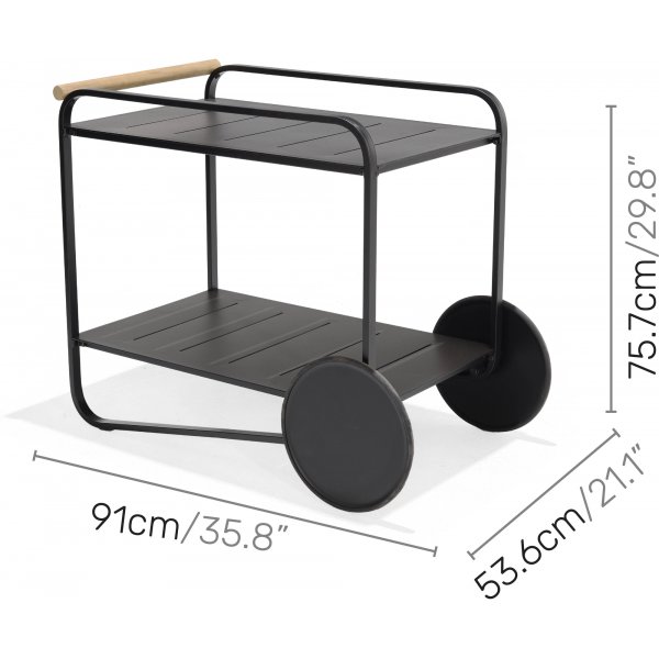 Livsstil Hageportaler - Serveringsvogn svart / Teak