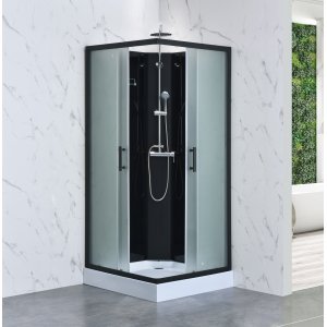 Dusjkabinett 80�80x215 cm | Hvitt glass og massasjedyser | Nova