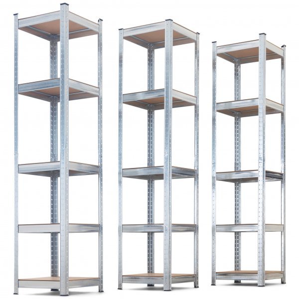 Tre oppbevaringshyller i galvanisert st�l - 40�40�180 cm