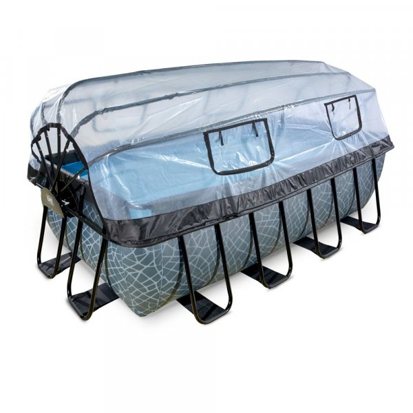 Basseng 400x200x122cm med tak og sandfilter og varmepumpe - Gr