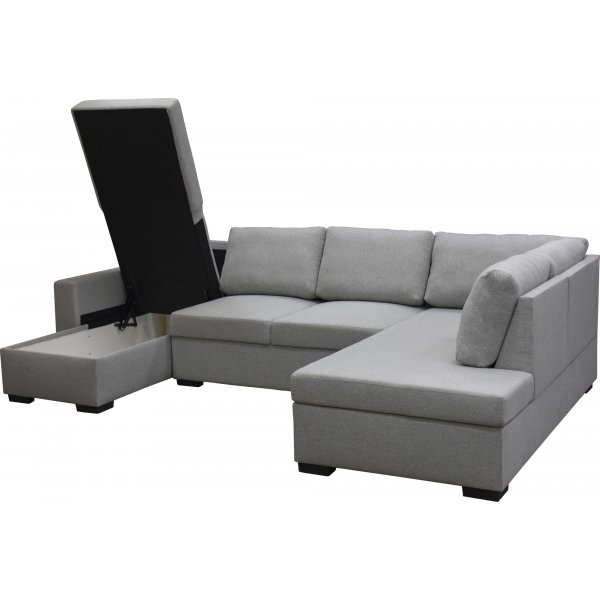 U-sofa Solna med oppbevaring - 309 cm - lys grå U-sofa Solna med oppbevaring - 309 cm - lys grå