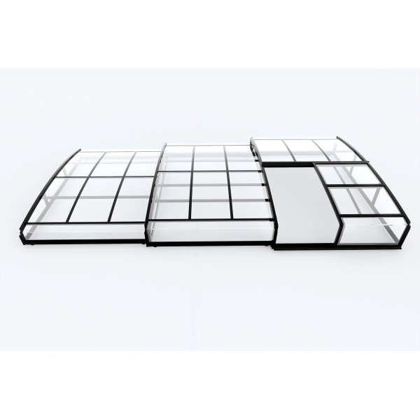 Bassengtak i svart polykarbonat 663x326x80 cm