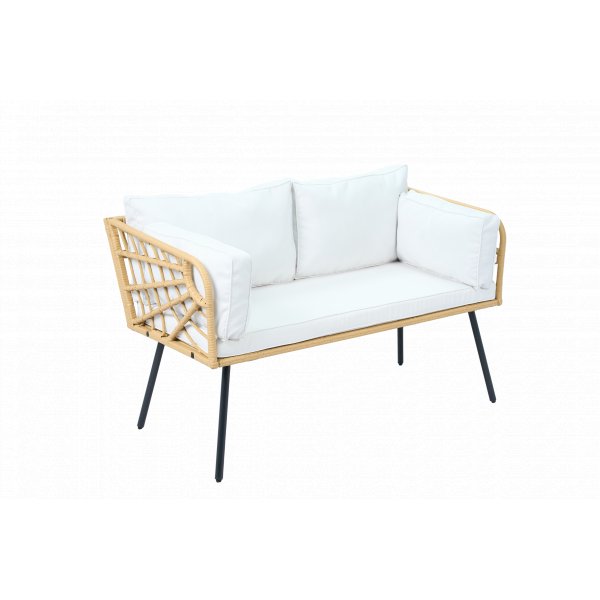 Balkongsett 2-seters sofa med bord + Kompakt loungesett for balkong + Beige