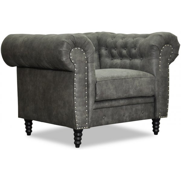 Ashford chesterfield lenestol - Vintage øko-skinn Ashford chesterfield lenestol - Vintage øko-skinn