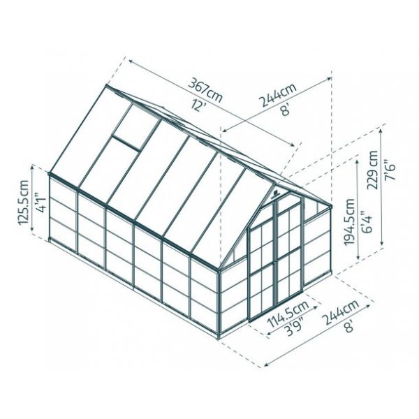 Balance drivhus, grå - 8,8 m² + Drivhusbord Balance drivhus, grå - 8,8 m² + Drivhusbord