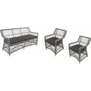 Provence 3-seters sofa med 2 lenestoler i kunstrotting Provence 3-seters sofa med 2 lenestoler i kunstrotting