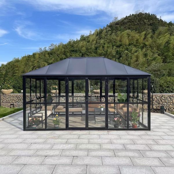 Drivhus Jupiter med herdet glass - 12,8 m + Drivhusrengjring