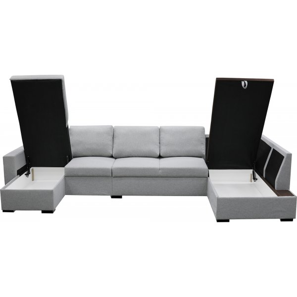 U-sofa Solna XL med oppbevaring - 367 cm - lys grå U-sofa Solna XL med oppbevaring - 367 cm - lys grå