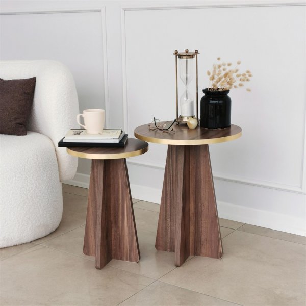 Sjampinjong sidebordsett �30/40 cm - Gull/valn�tt