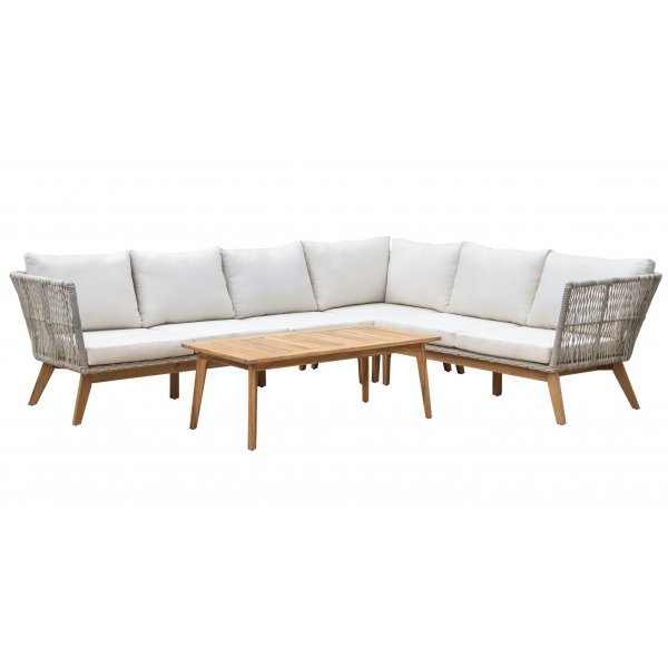 Inez utendørs gruppe - Grå kunstrotting & Acacia | Hjørnesofa Inez utendørs gruppe - Grå kunstrotting & Acacia | Hjørnesofa