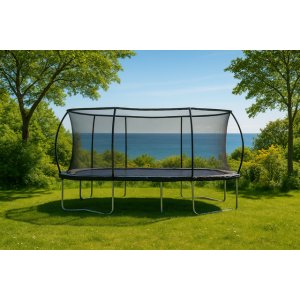 Rektangulær trampoline med sikkerhetsnett - svart Rektangulær trampoline med sikkerhetsnett - svart