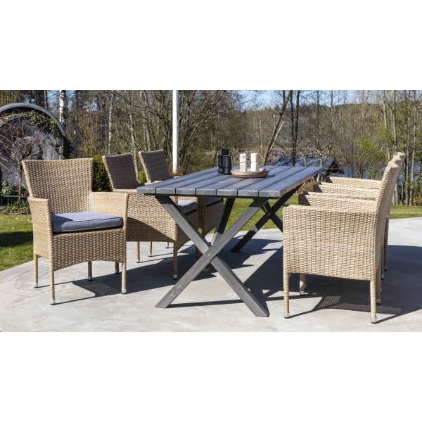Scottsdale utespisegruppe med 6 stk lenestoler og spisebord 190 cm - Natur Scottsdale utespisegruppe med 6 stk lenestoler og spisebord 190 cm - Natur
