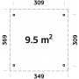 Paviljong Paula - 9,5 m - Gr dyptimpregnert