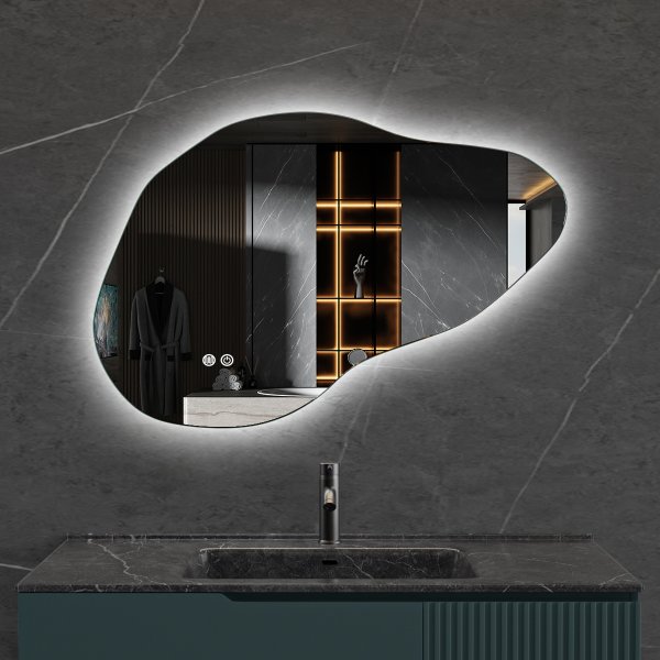 LED-speil 100x65 cm med antidugg og justerbar belysning